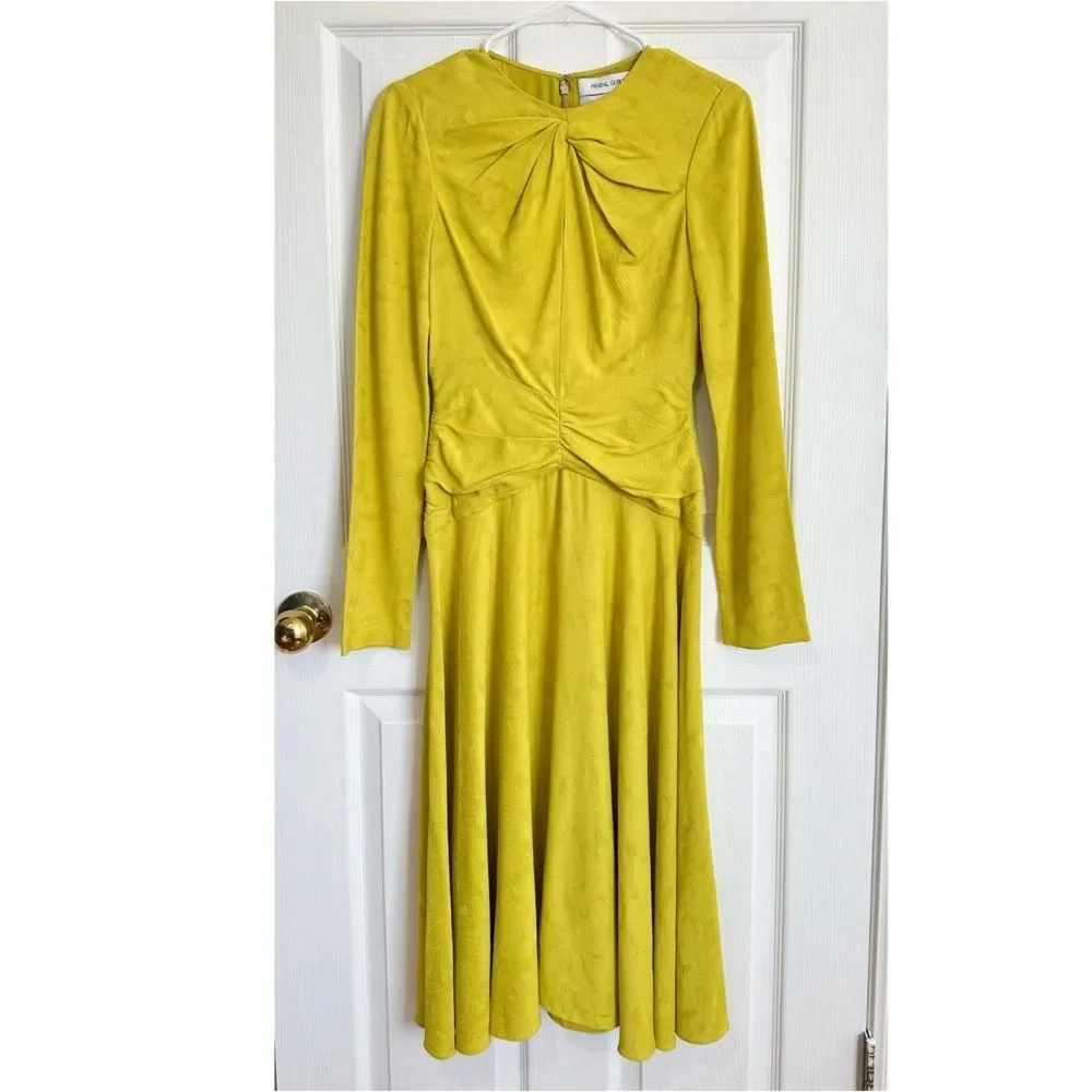 Prabal Gurung Worn on TV Jacquard Twist Front Crew Neck Midi Length Dress Size 0 - Picture 2 of 13